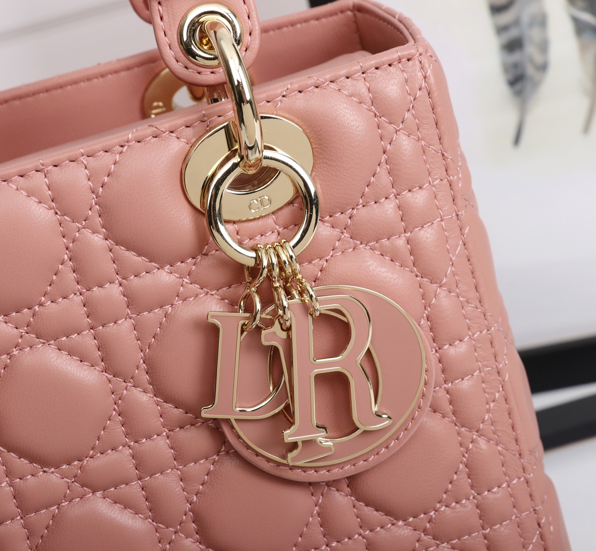 Medium Lady Dior Bag Pink Cannage Lambskin